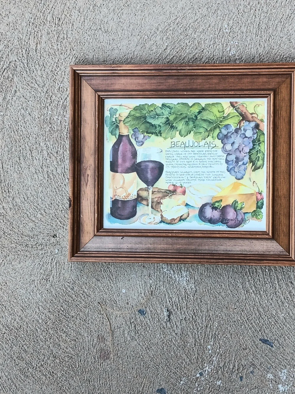 Framed Beaujolais Wine Art Print — Brown Frame--12X14